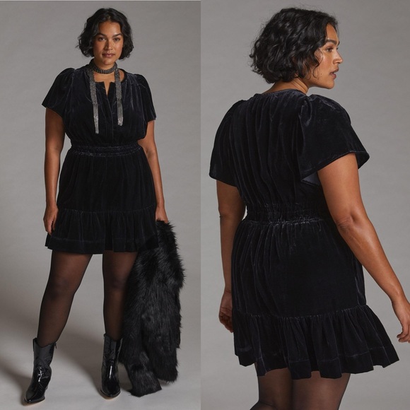 Anthropologie Dresses & Skirts - Anthropologie Somerset Mini Dress Black Velvet